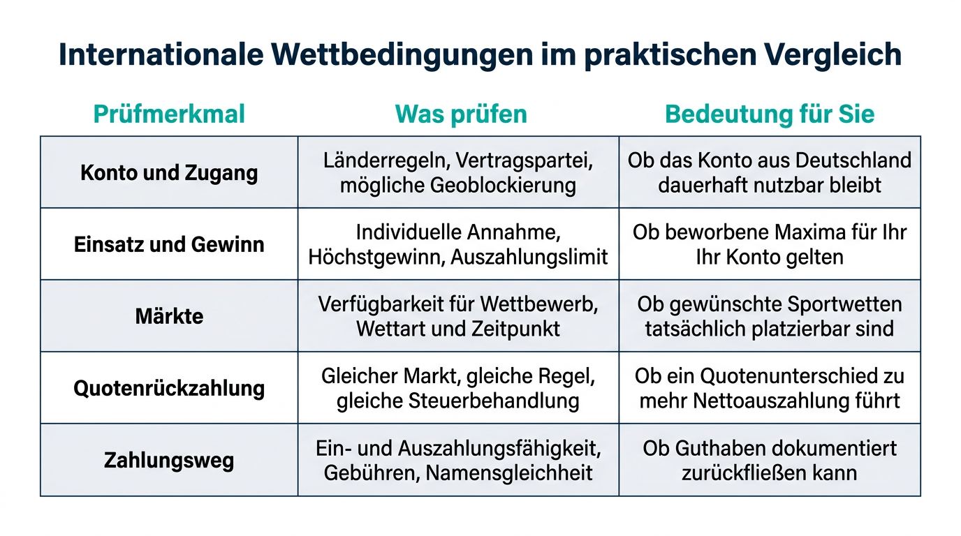 Internationale Wettbedingungen im praktischen Vergleich
