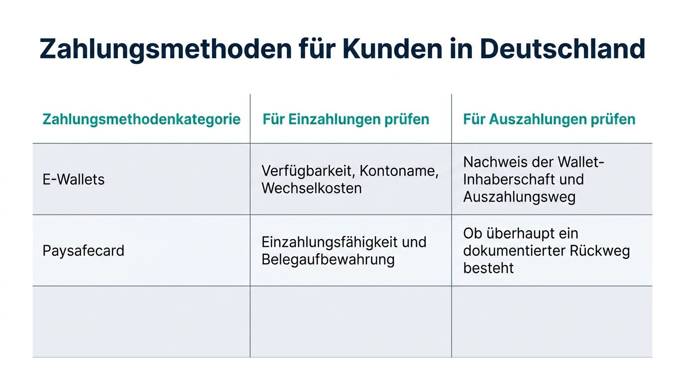 Zahlungsmethoden für Kunden in Deutschland